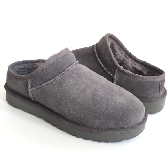 NEW UGG classic micro shearling Charcoal Suede Slip-Ons size 11 - Picture 1 of 12